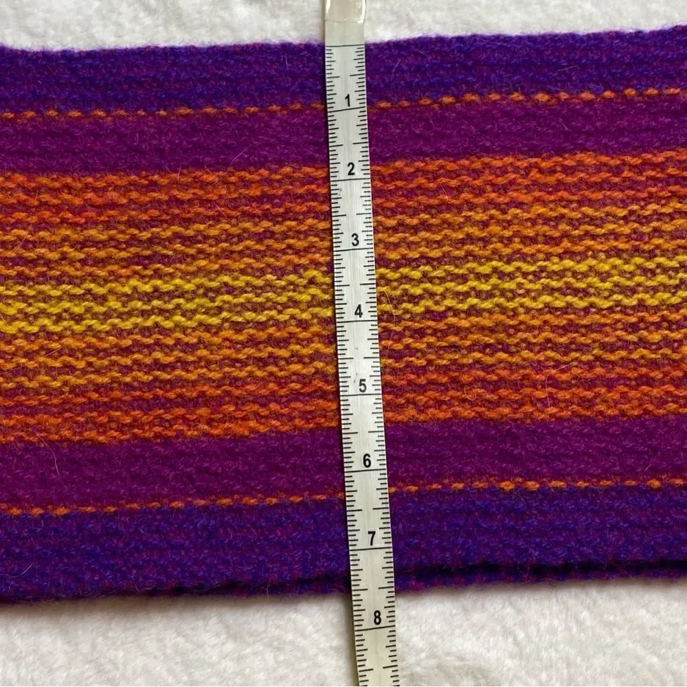 Handwoven Scarf New With Tags 100% Wool Purple Orange and Yellow